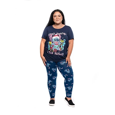 Disney Lilo & Stitch Ladies Plus Troubles Short Sleeve High Low Top