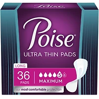 Poise Ultra Thin Postpartum Incontinence Pads, Maximum Absorbency, Long Length, 36 Count