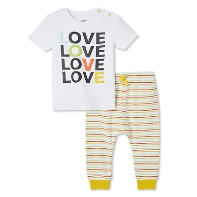 LOVE Ellen DeGeneres Infants' Unisex Organic Cotton 2-Piece Pant Set