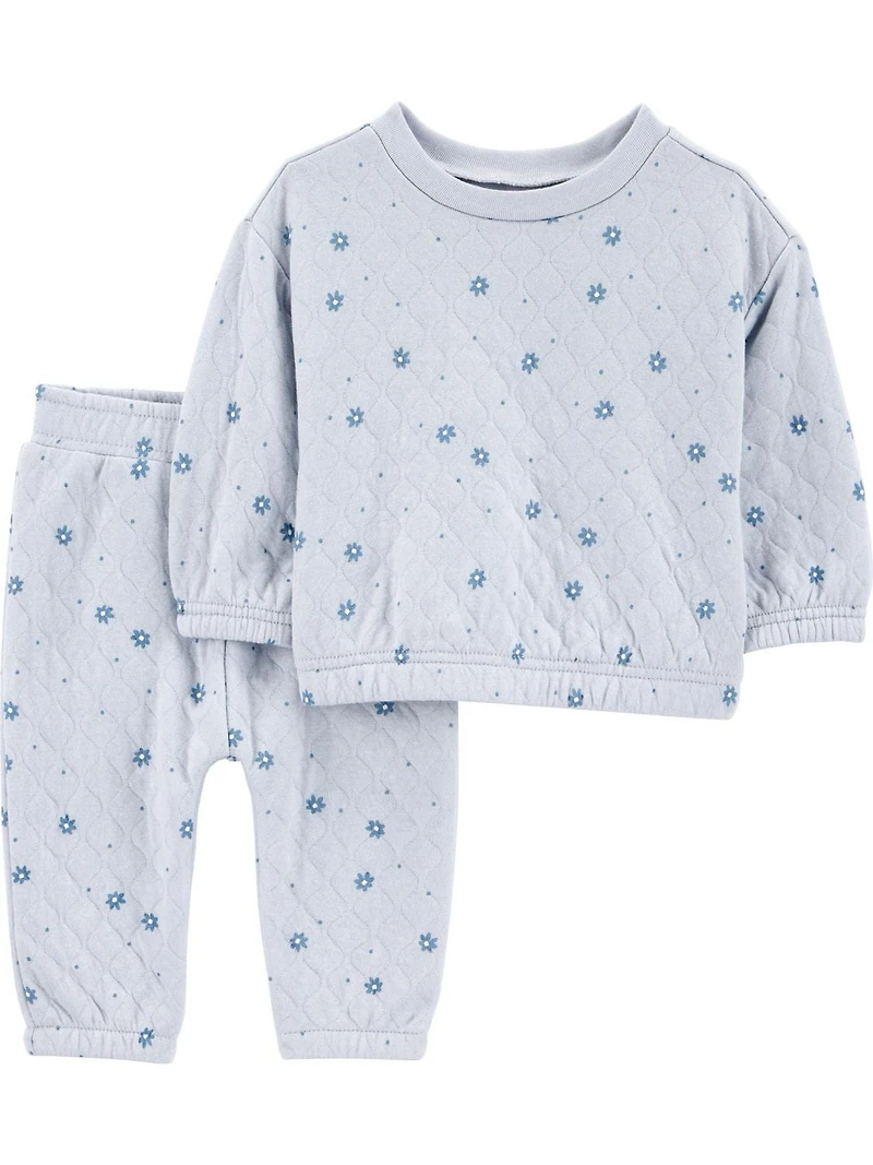 Carter's Child of Mine Baby Girl 2 Piece Outfit Set - Blue Flower