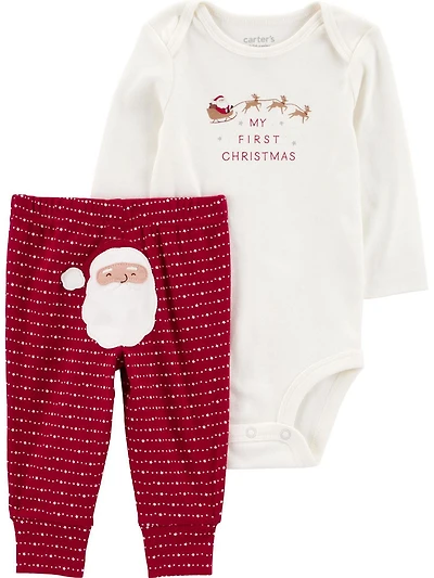 Carter's Child of Mine Baby Boy Bodysuit Pantset My First Christmas