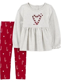 Carter's Child of Mine Toddler Girl 2pc Set Candy Cane
