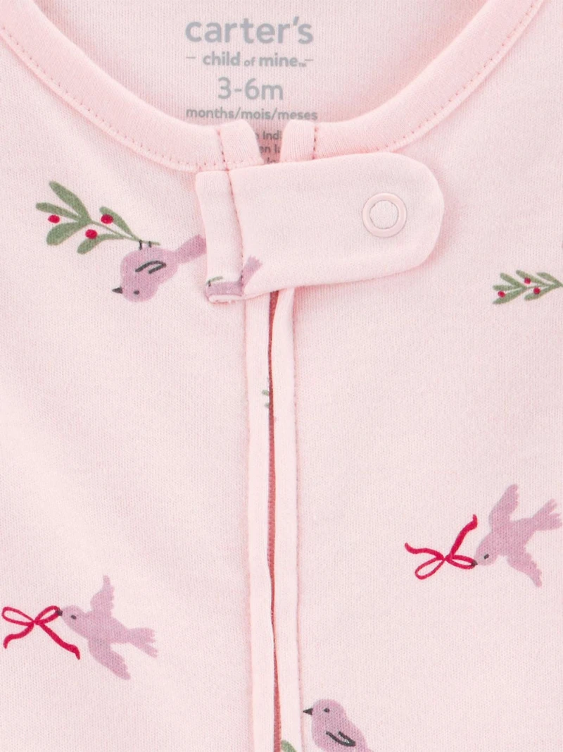 Carter's Child of Mine Baby Girl Sleep and Play Pink Birds