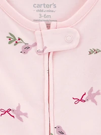 Carter's Child of Mine Baby Girl Sleep and Play Pink Birds