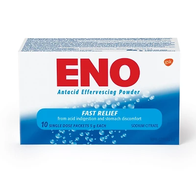 Eno Antacid Effervescing Power, 10 single dose packets of 5g each