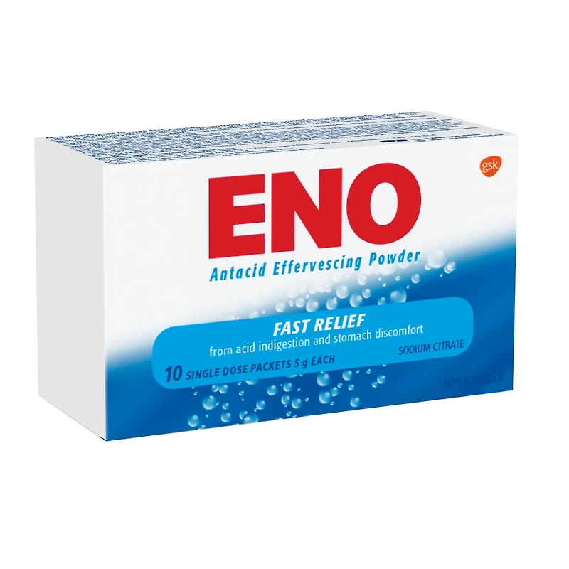 Eno Antacid Effervescing Power, 10 single dose packets of 5g each