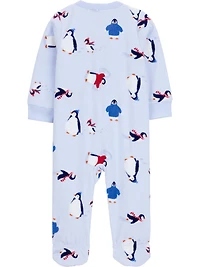Carter's Child of Mine Toddler Boys' 1 Piece Pajama - Blue Penguin