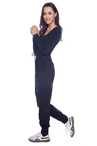 Jeaniologie™ Jogging taille haute pour femme à enfiler – Noir Taille P-TTG