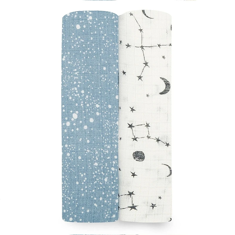 langes silky soft - aden + anais™ essentials - cosmic galaxy, lot de 2
