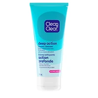 Clean & Clear Oil-Free Deep Action Cream Cleanser – Creamy Daily Face Wash with Pro-Vitamin B5 & BHA, Removes Oil & Impurities, Deep Pore Cleansing
