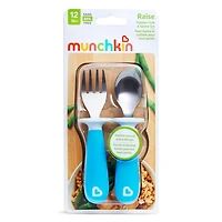 Munchkin Raise™ Toddler Fork & Spoon Set, Pink