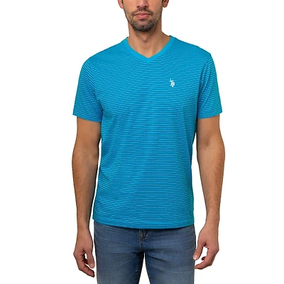 U.S. Polo T-shirt à col en V rayé pour homme T-Shirt