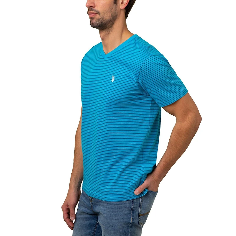 U.S. Polo T-shirt à col en V rayé pour homme T-Shirt