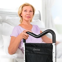 MedPro Mgrip Adjustable Contoured Bed Rail with Multiple Gripping Positions, Black/White