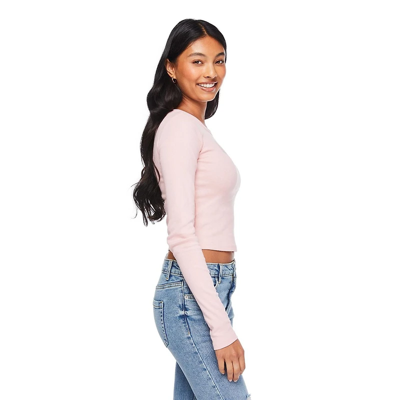 T-shirt bébé à manches longues No Boundaries pour femmes Tailles TP–TTG