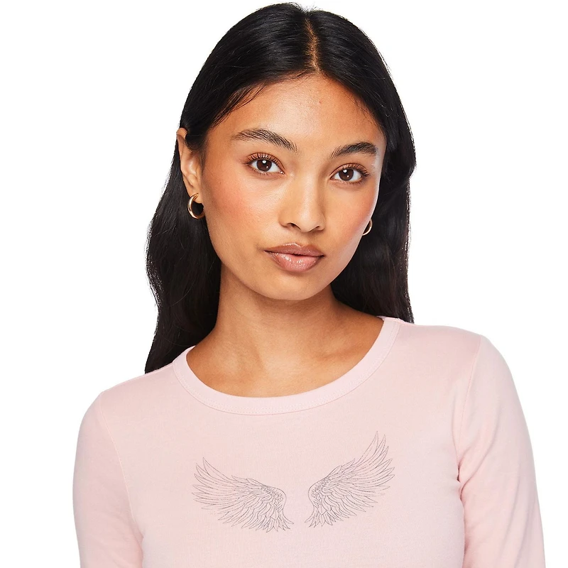 T-shirt bébé à manches longues No Boundaries pour femmes Tailles TP–TTG