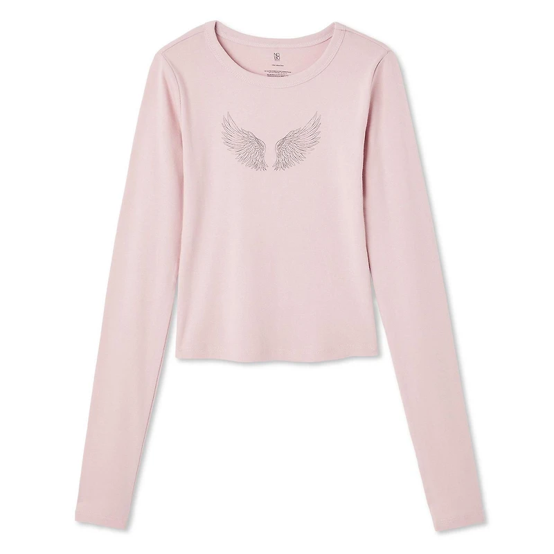 T-shirt bébé à manches longues No Boundaries pour femmes Tailles TP–TTG