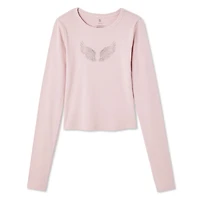 T-shirt bébé à manches longues No Boundaries pour femmes Tailles TP–TTG