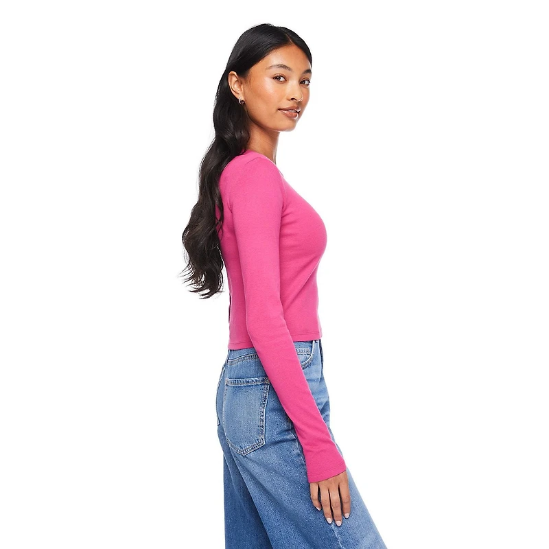 T-shirt bébé à manches longues No Boundaries pour femmes Tailles TP–TTG