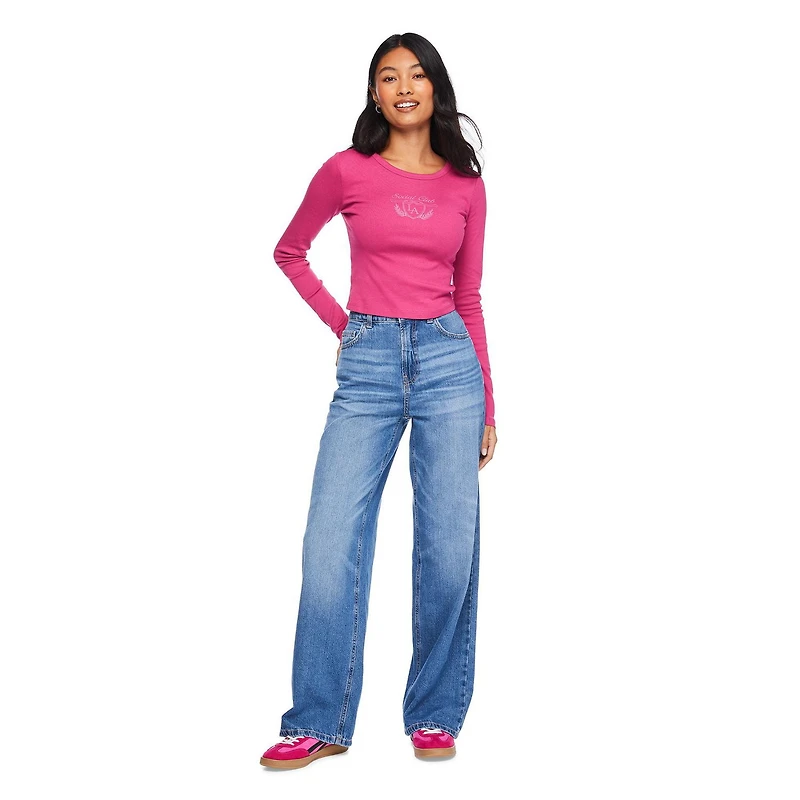 T-shirt bébé à manches longues No Boundaries pour femmes Tailles TP–TTG