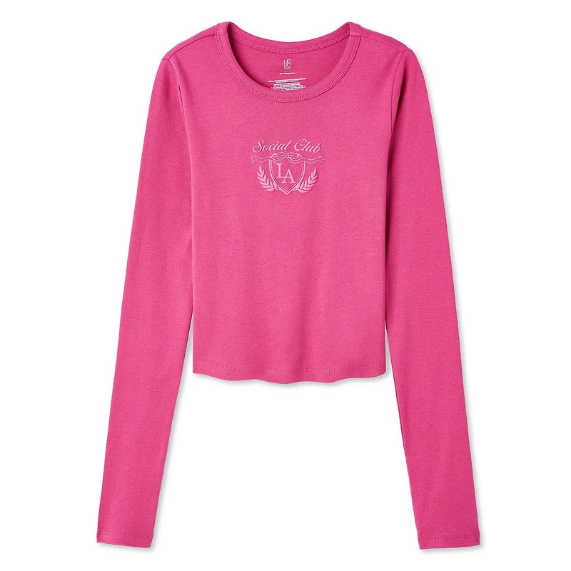 T-shirt bébé à manches longues No Boundaries pour femmes Tailles TP–TTG