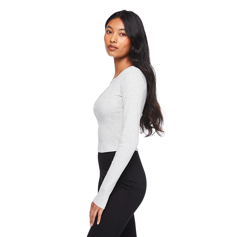 T-shirt bébé à manches longues No Boundaries pour femmes Tailles TP–TTG