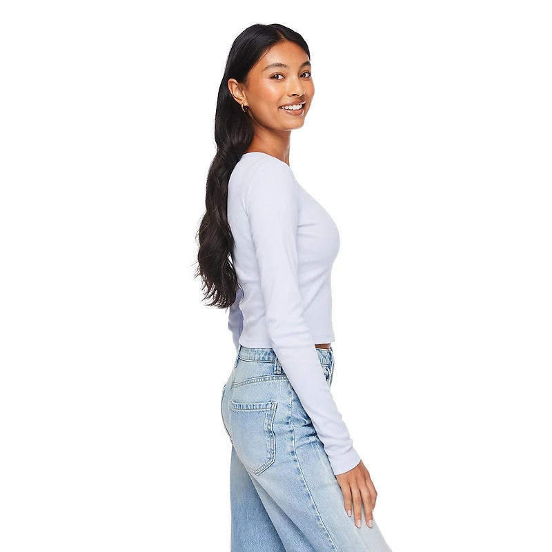 No Boundaries Women's Long Sleeve Baby Tee