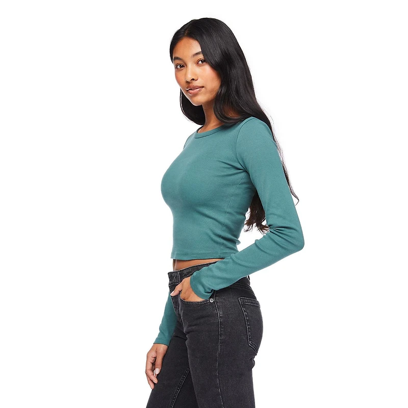 No Boundaries Women's Long Sleeve Baby Tee