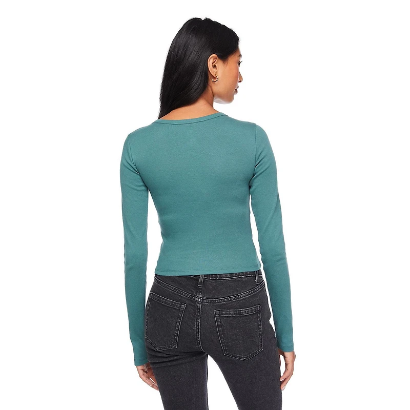 No Boundaries Women's Long Sleeve Baby Tee