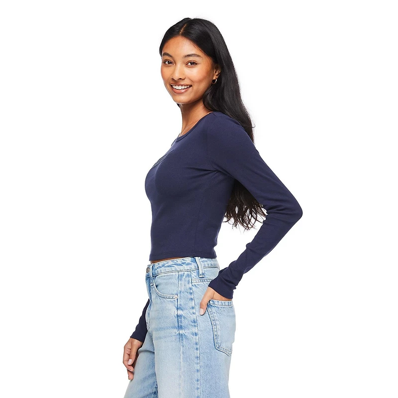 T-shirt bébé à manches longues No Boundaries pour femmes Tailles TP–TTG