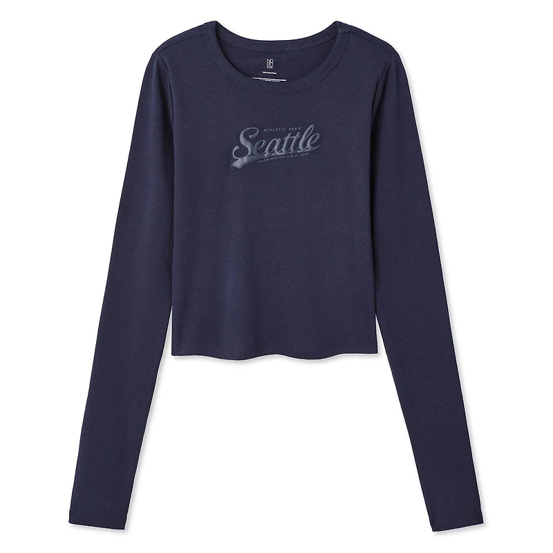 T-shirt bébé à manches longues No Boundaries pour femmes Tailles TP–TTG