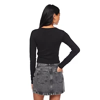No Boundaries Women's Long Sleeve Baby Tee