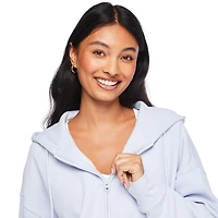 Haut à capuchon zippé en molleton surdimensionné No Boundaries pour femmes Tailles TTP-TTG