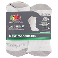 Fruit of the Loom Men's Dual Defense Ankle Socks 6 Pairs, Men's Ankle Socks 6 Pairs