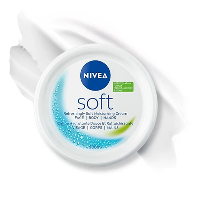 NIVEA Soft | Crème hydratante tout usage | Crème pour le visage, les mains, le corps | Non grasse, hydratante, légère | Pour tous les types de peaux normales à sèches et sensibles 300 ml