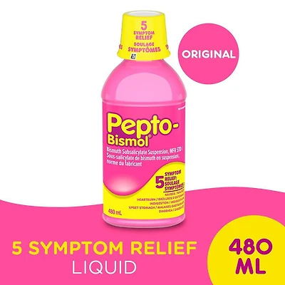 Pepto Bismol liquide pour soulager la nausée, les brûlures d’estomac, l’indigestion, les malaises gastriques et la diarrhée, saveur originale 480 ml