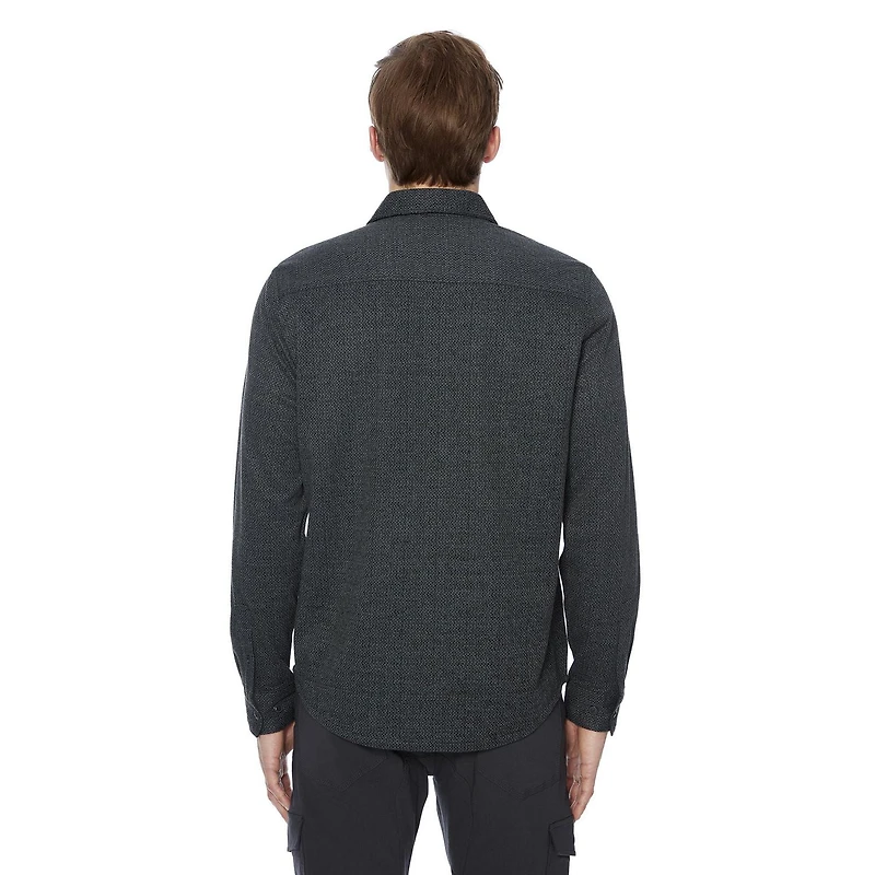 Dark Black Men's Long-Sleeve  Woven Shirt Flannel