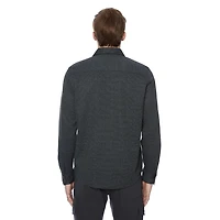 Dark Black Men's Long-Sleeve  Woven Shirt Flannel