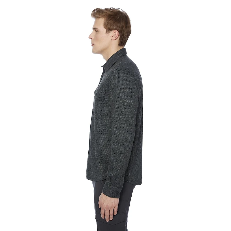 Dark Black Men's Long-Sleeve  Woven Shirt Flannel