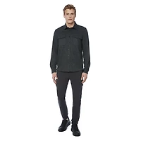 Dark Black Men's Long-Sleeve  Woven Shirt Flannel