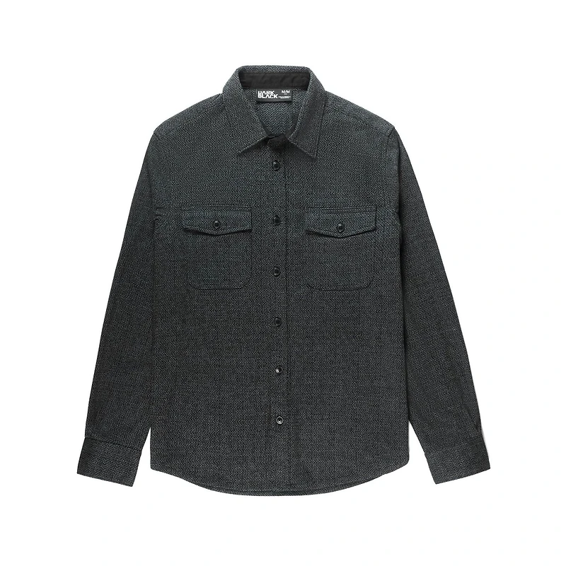 Dark Black Men's Long-Sleeve  Woven Shirt Flannel