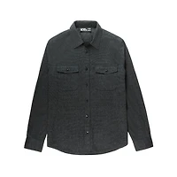 Dark Black Men's Long-Sleeve  Woven Shirt Flannel