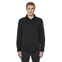 Dark Black Men's Long-Sleeve Woven Shirt Flannel