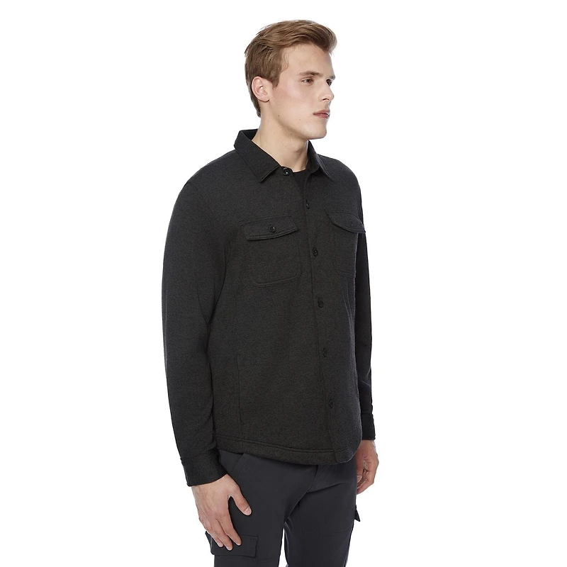 Dark Black Men's Long-Sleeve Woven Shirt Flannel