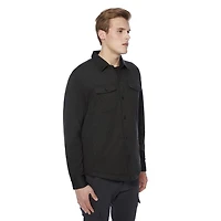 Dark Black Men's Long-Sleeve Woven Shirt Flannel