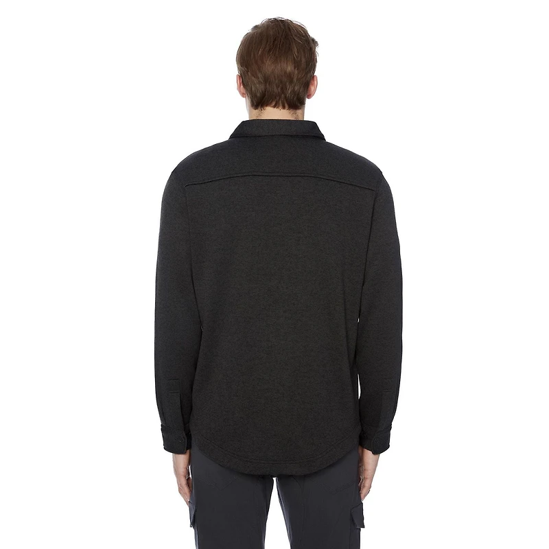 Dark Black Men's Long-Sleeve Woven Shirt Flannel