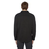 Dark Black Men's Long-Sleeve Woven Shirt Flannel