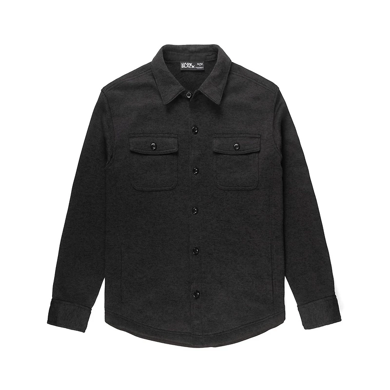 Dark Black Men's Long-Sleeve Woven Shirt Flannel