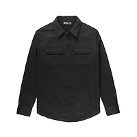 Dark Black Men's Long-Sleeve Woven Shirt Flannel