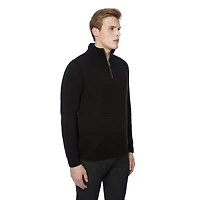 Chandail manches longues col montant Zip 1/4 Dark Black